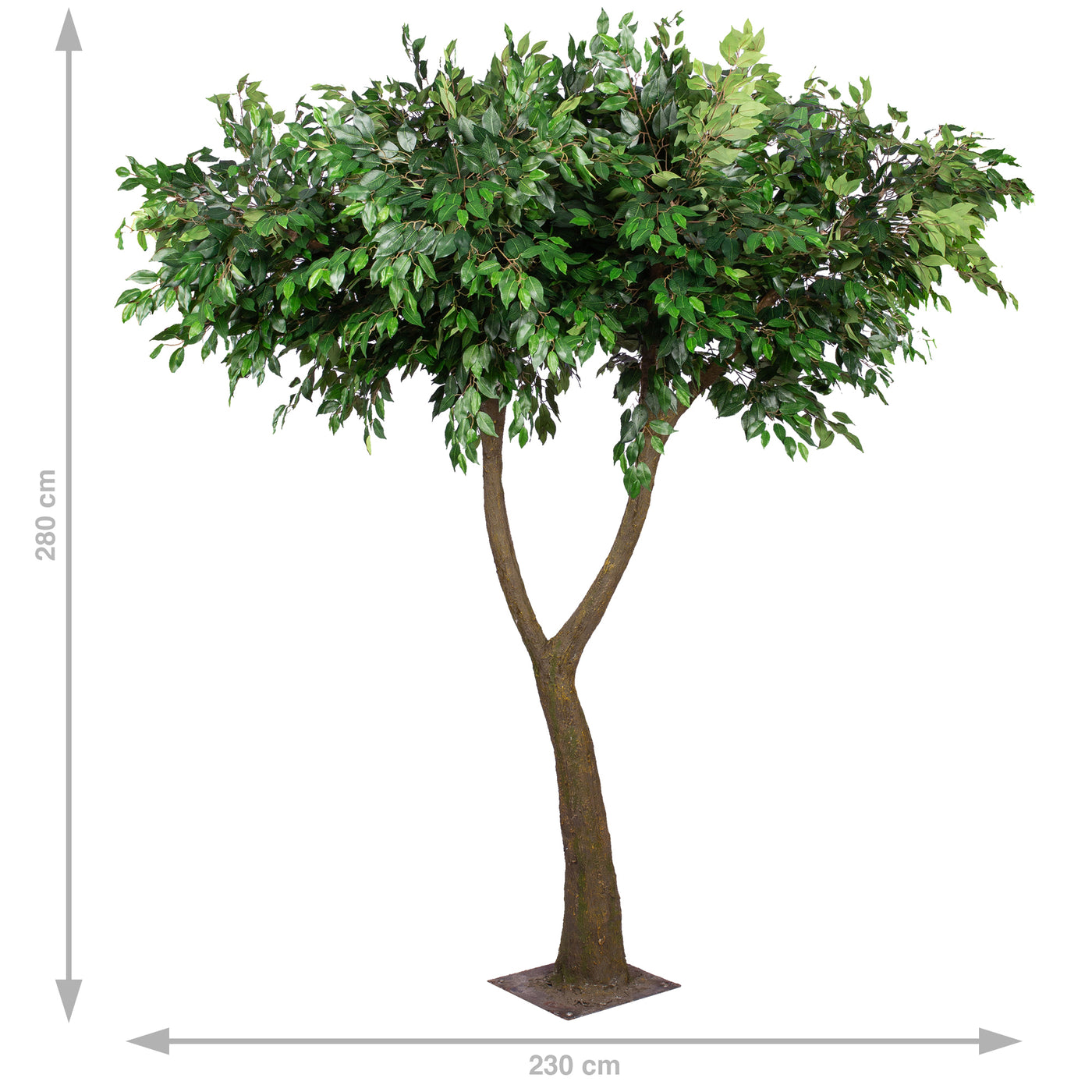 Copac artificial H280cm Ficus gigant cu 2 ramificatii. coroana D230cm