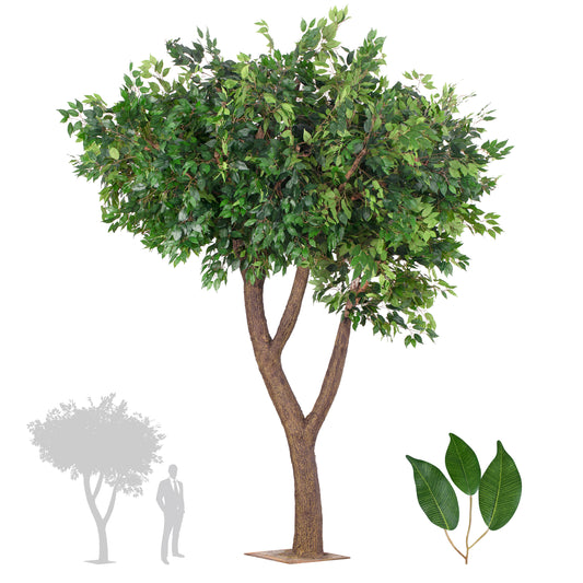 Copac artificial H290cm Ficus gigant cu 3 ramificatii. coroana D280cm