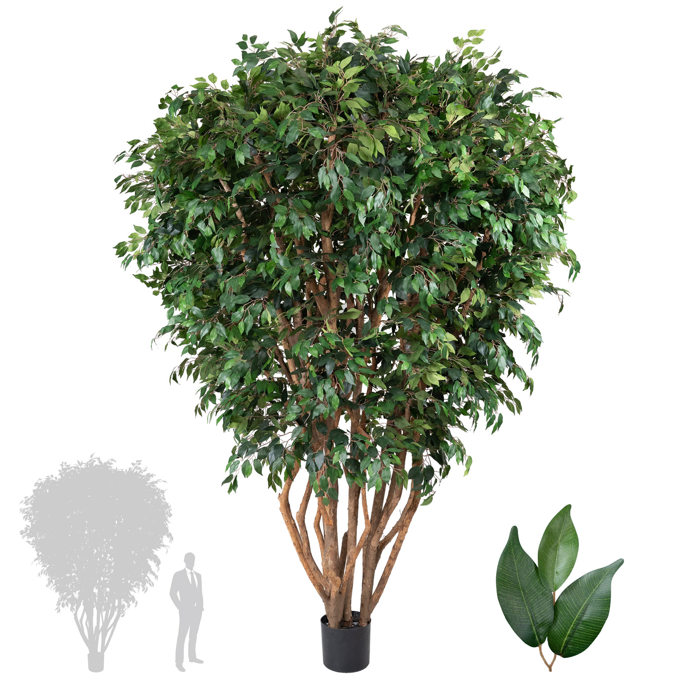 Copac artificial H300cm Ficus cu trunchiuri multiple. coroana D180cm