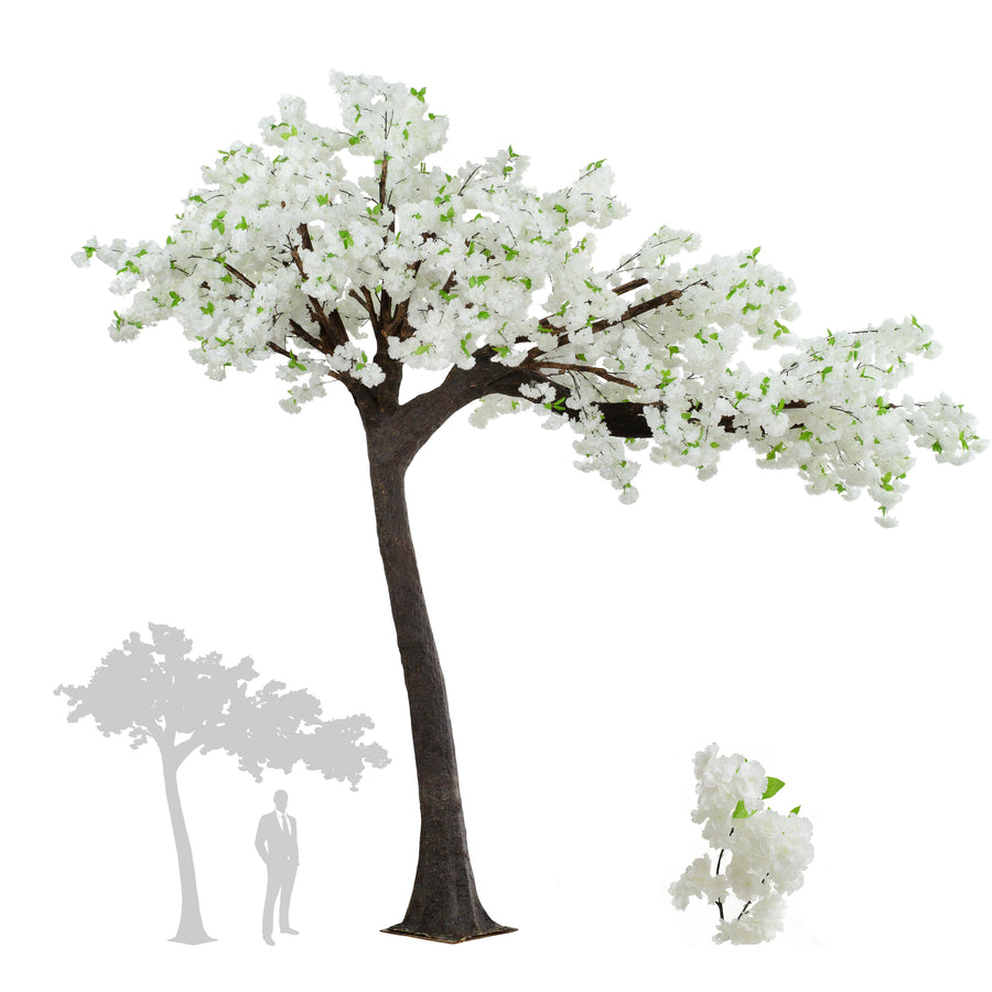 Copac artificial H320cm Cires cu flori albe. coroana L320cm