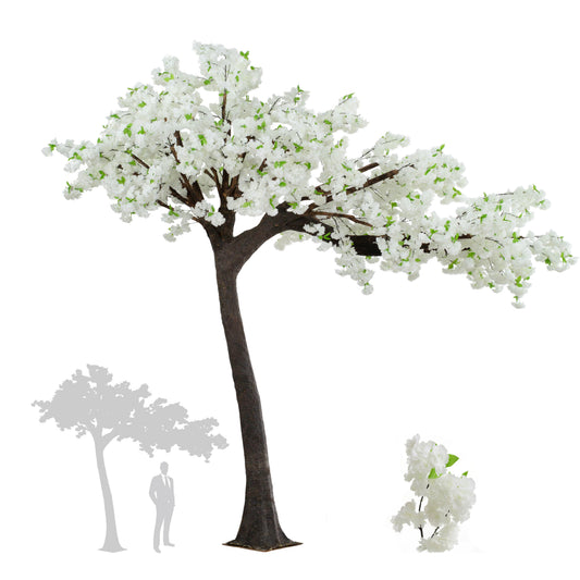 Copac artificial H320cm Cires cu flori albe. coroana L320cm