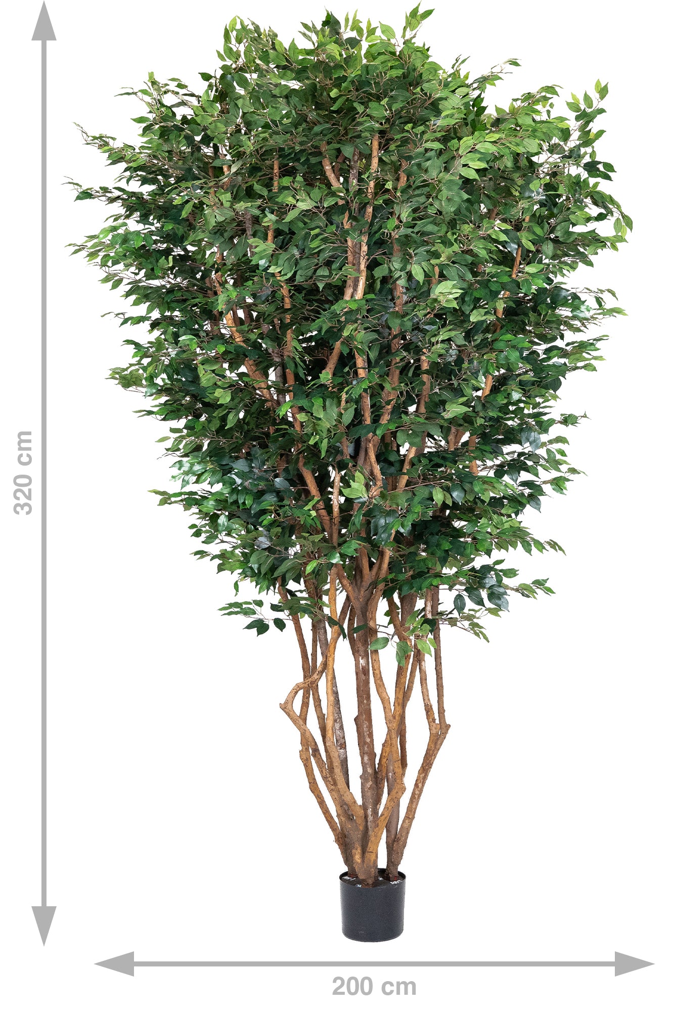 Copac artificial H320cm Ficus cu trunchiuri multiple. coroana D200cm