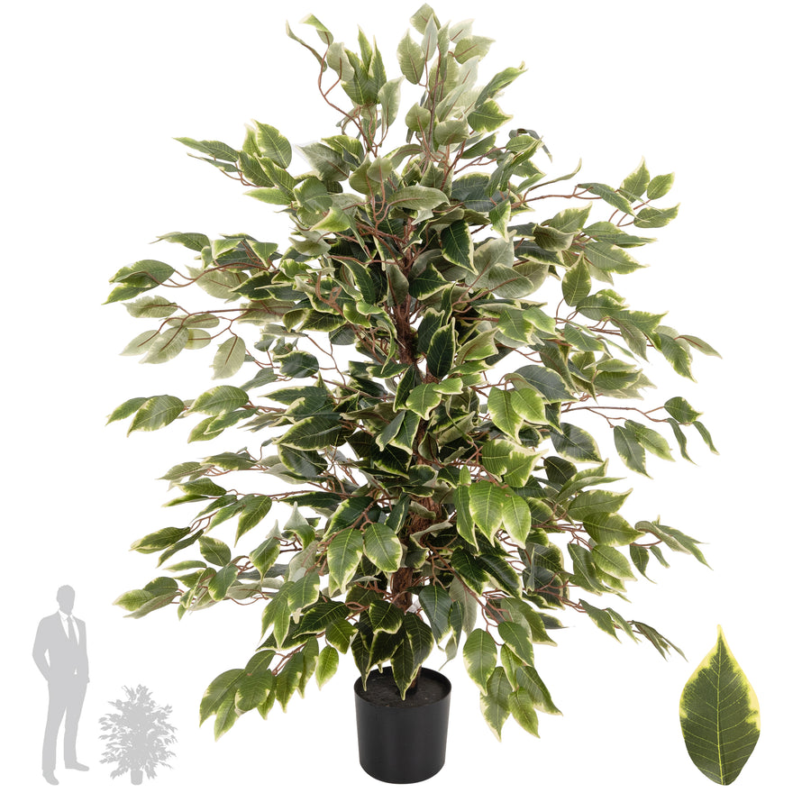 Copac artificial H90cm Ficus benjamina varigat cu 336 frunze verzi