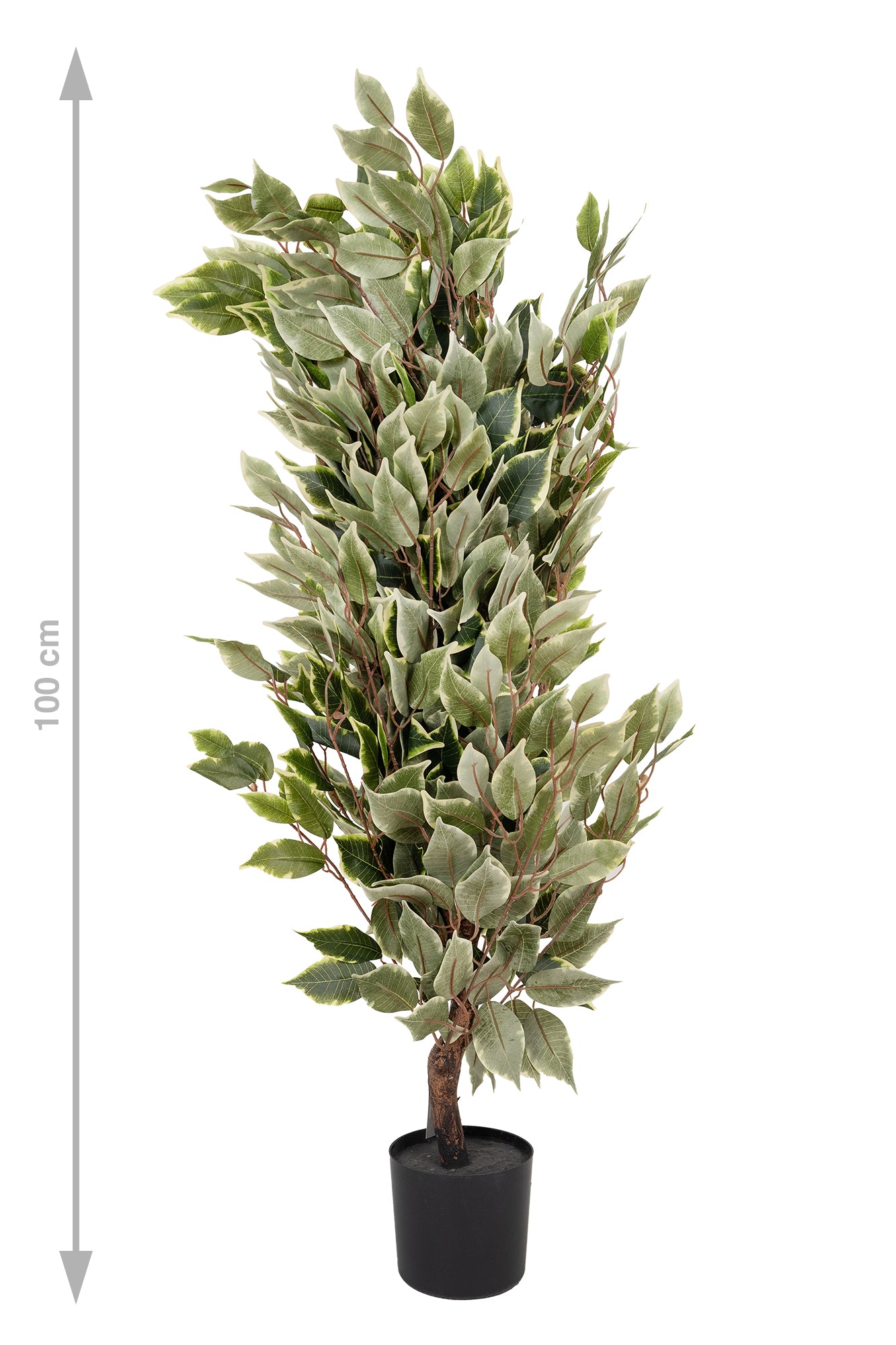 Copac artificial H90cm Ficus benjamina varigat cu 336 frunze verzi