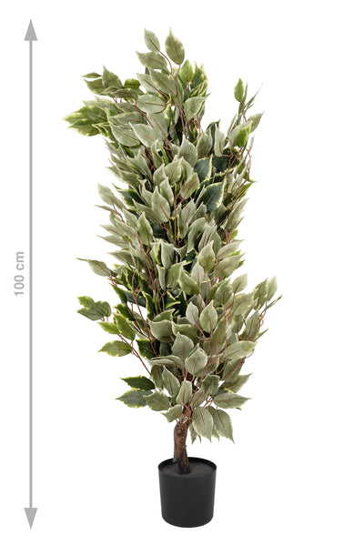 Copac artificial H90cm Ficus benjamina varigat cu 336 frunze verzi
