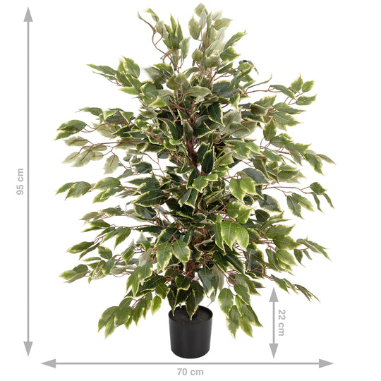 Copac artificial H90cm Ficus benjamina varigat cu 336 frunze verzi