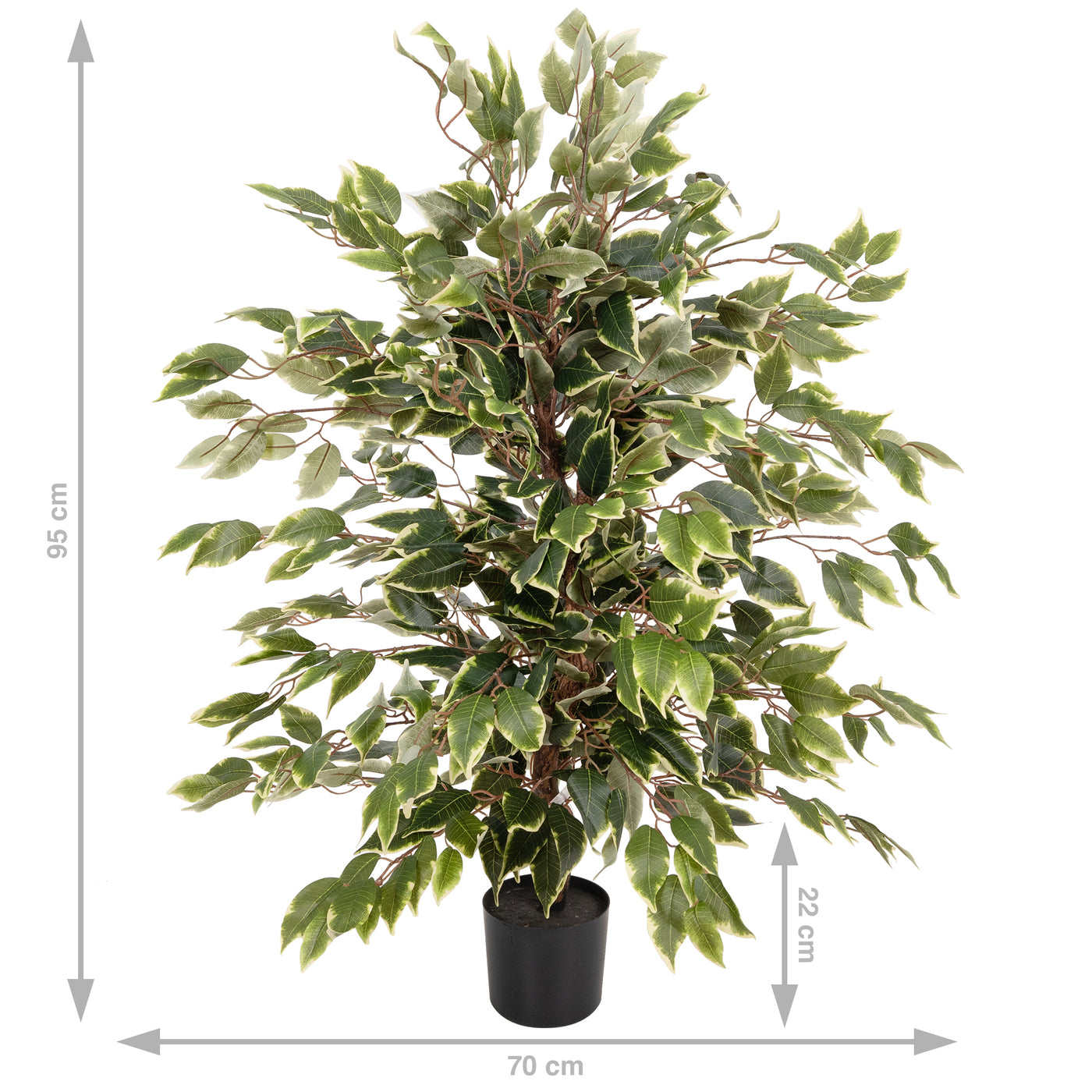 Copac artificial H90cm Ficus benjamina varigat cu 336 frunze verzi