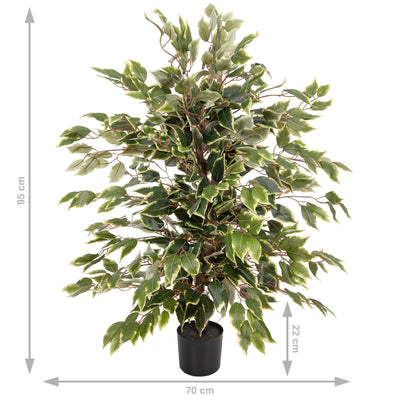 Copac artificial H90cm Ficus benjamina varigat cu 336 frunze verzi