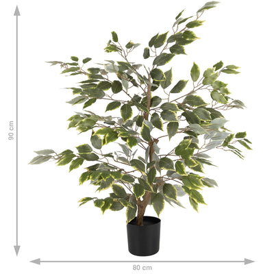 Copac artificial H90cm Ficus benjamina varigat cu 504 frunze verzi