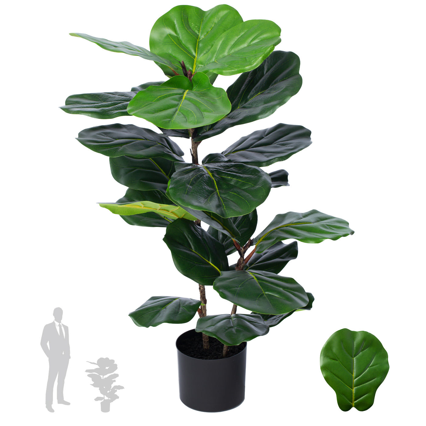 Copac artificial H90cm Ficus lyrata cu 23 frunze