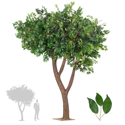 Copac artificial H290cm Ficus gigant cu 3 ramificatii, coroana D280cm