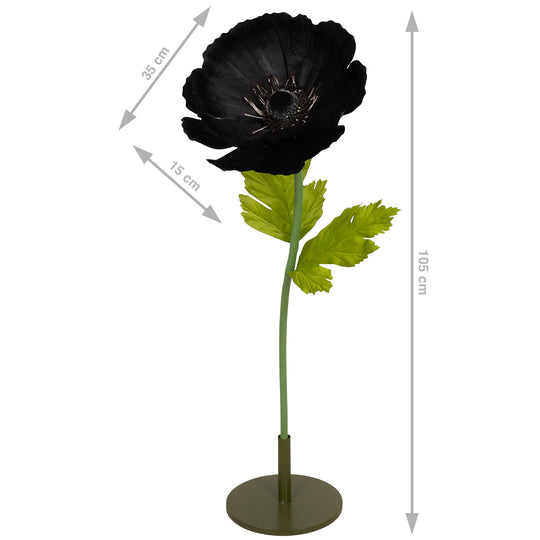 Coreopsis artificial D35xH105 cm negru cu tulpina gigant fara suport