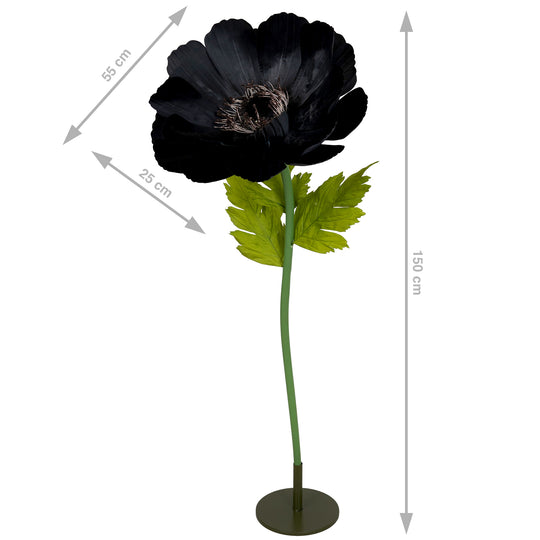 Coreopsis artificial D55xH150 cm negru cu tulpina gigant fara suport