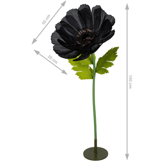 Coreopsis artificial D55xH150 cm negru cu tulpina gigant XXL fara suport