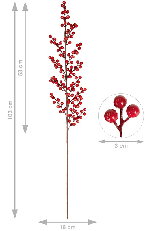 Crenguta artificiala berry H103 cm rosu