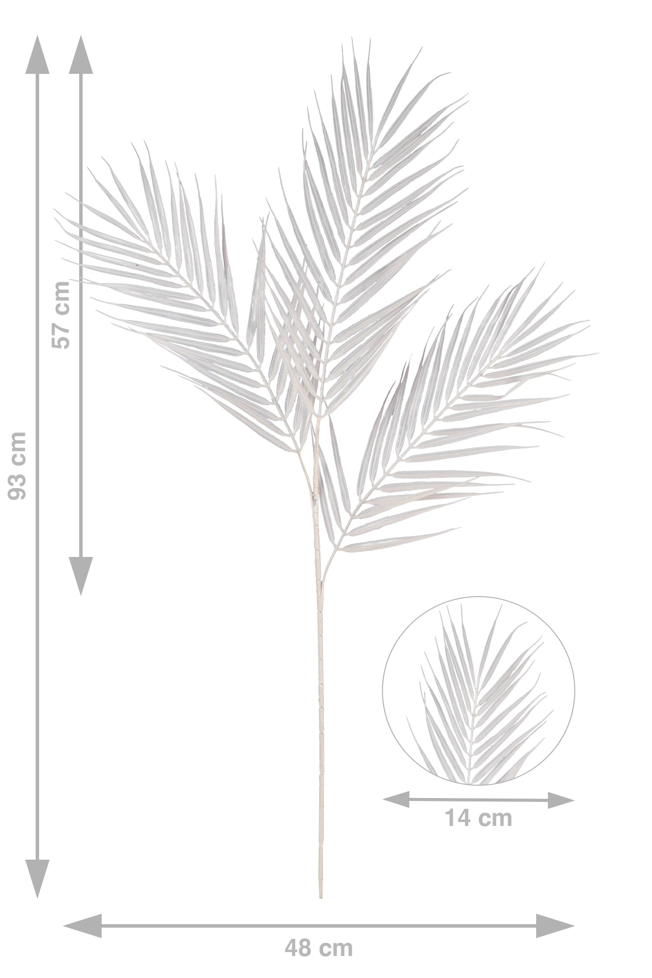 Crenguta artificiala de palmier phoenix H93 cm. alb