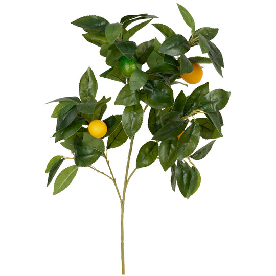 Crenguta cu 3 lamai artificiale galbene si o lamaie verde H70 cm