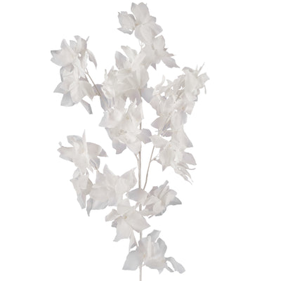 Crenguta cu flori artificiale albe de bougainvilea H86 cm