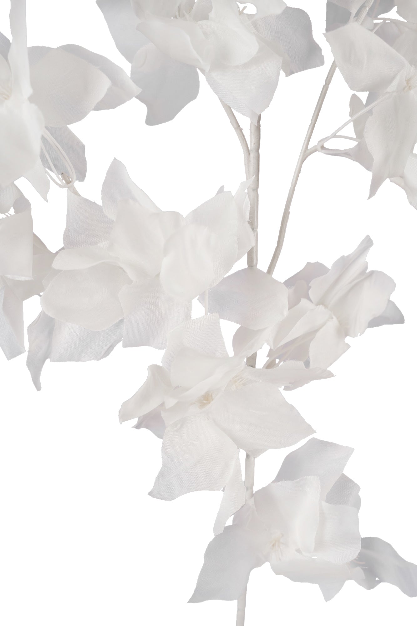 Crenguta cu flori artificiale albe de bougainvilea H86 cm