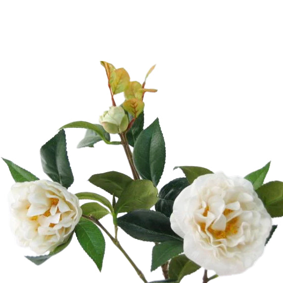 Crenguta cu flori artificiale albe de Camelia D10XH90 cm HO