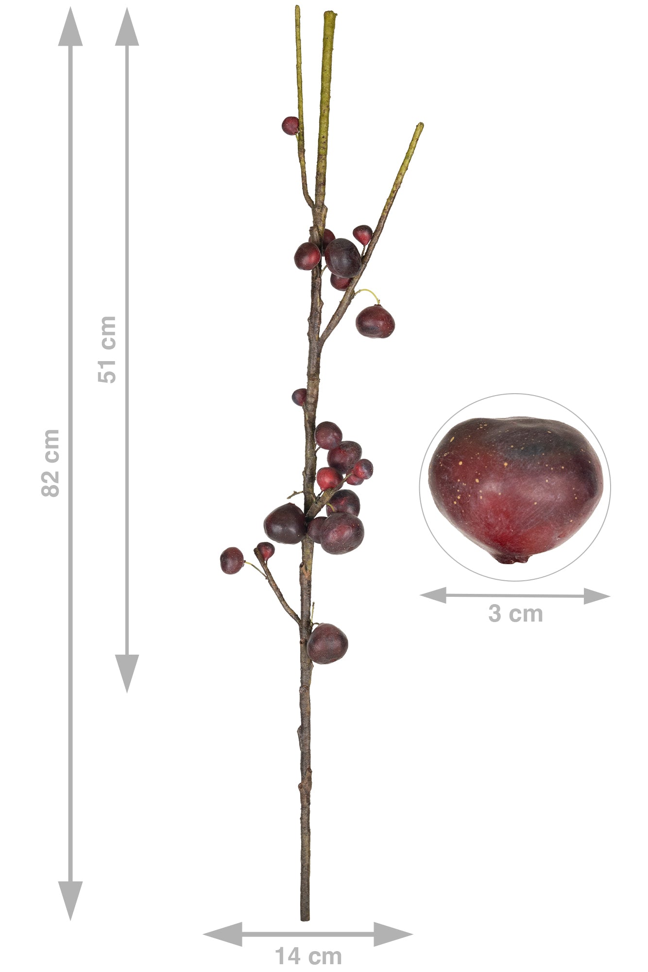 Crenguta de Smochin cu fructe 82 cm verde