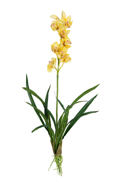 Orhidee artificiala Cymbidium galben H90 cm