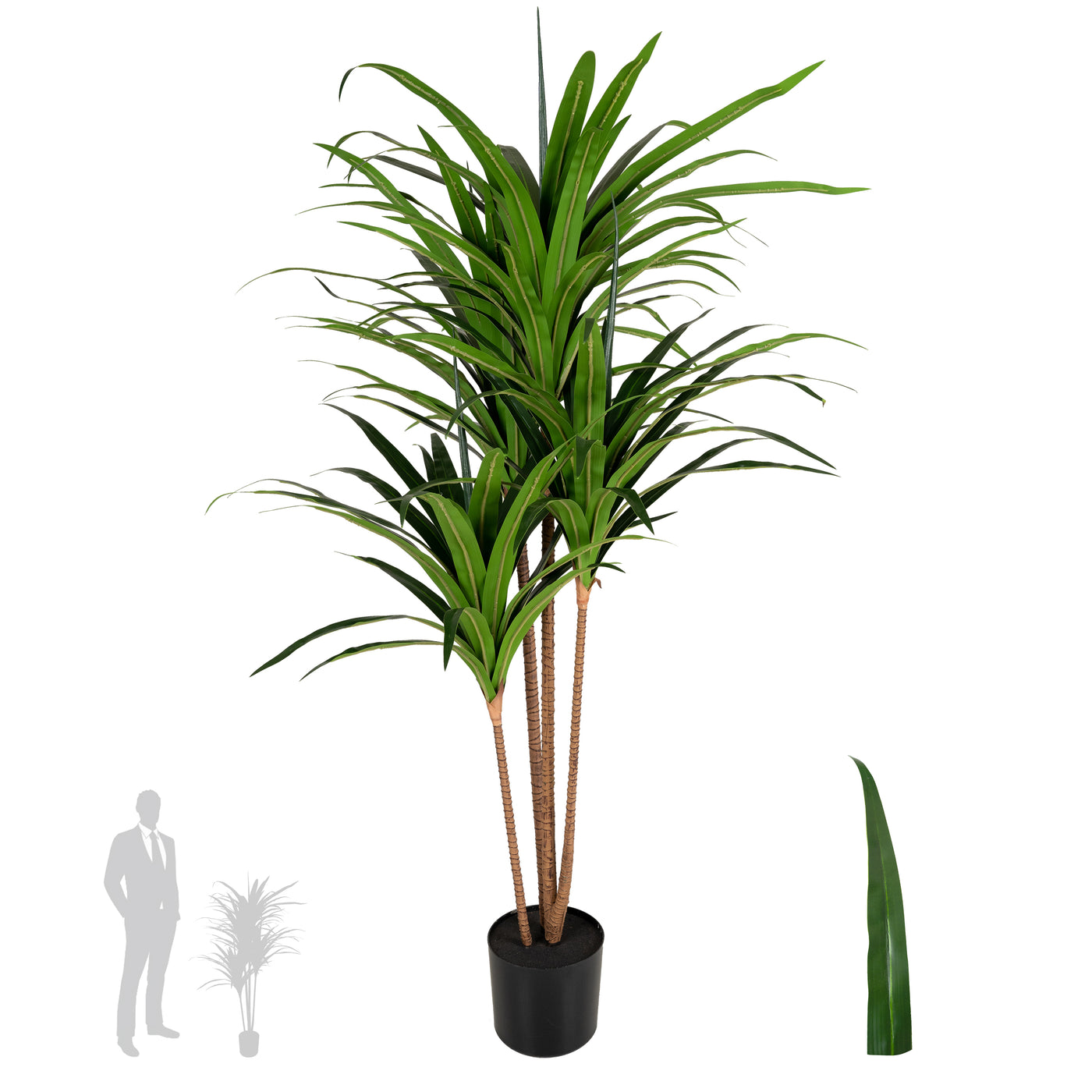 Dracaena artificiala marginata cu 110 frunze verzi H120 cm