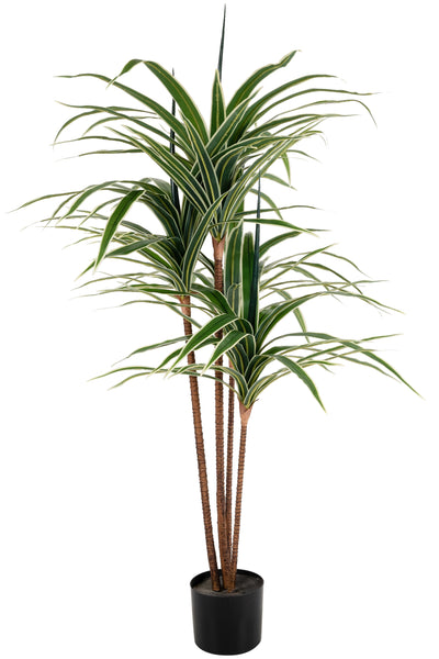 Dracaena artificiala marginata cu 110 frunze verzi H120 cm