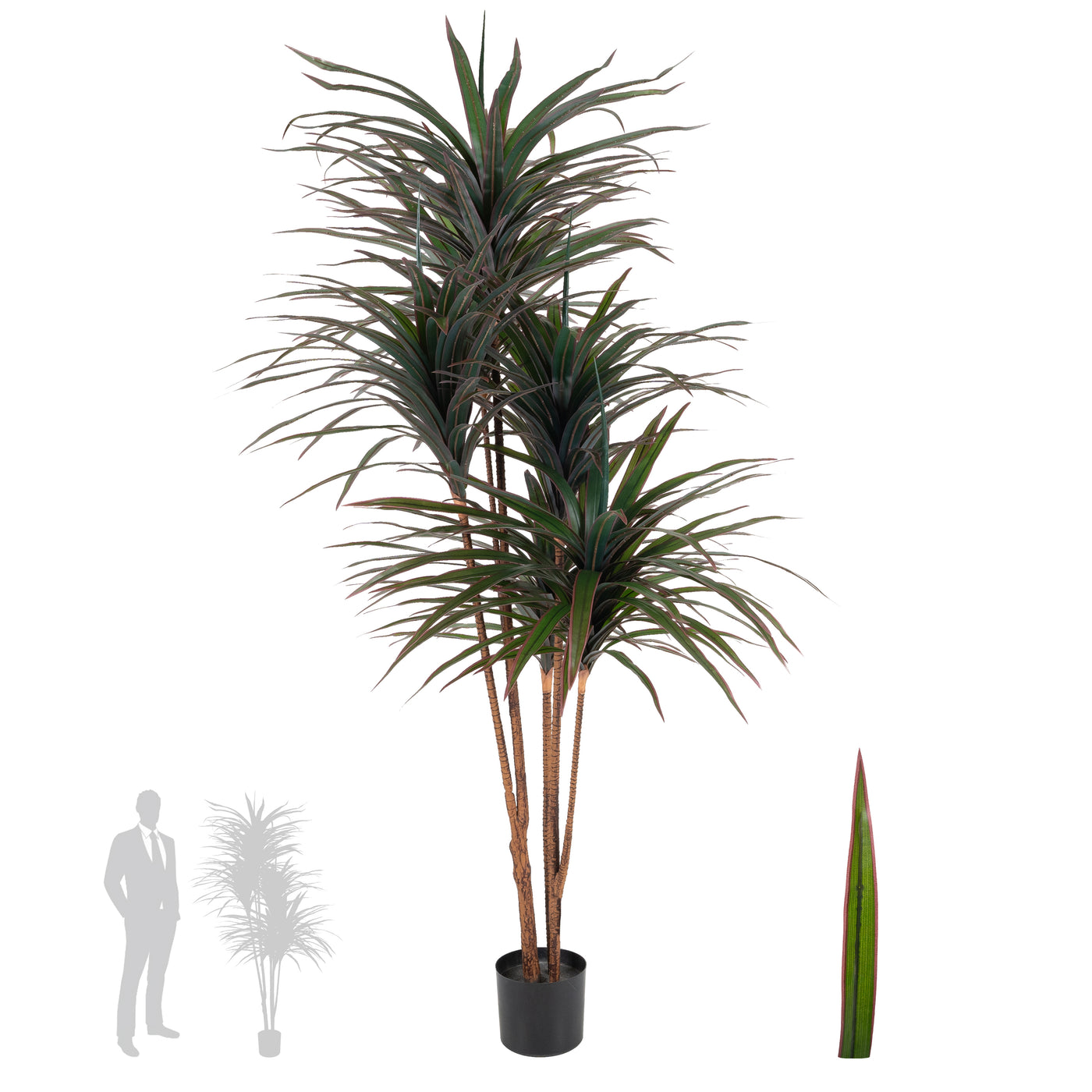 Dracaena artificiala marginata cu 310 frunze verde cu rosu H180 cm