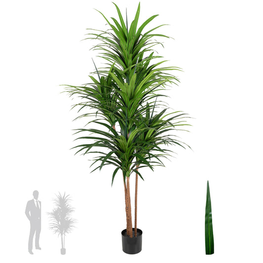 Dracaena artificiala marginata cu 310 frunze verzi H180 cm