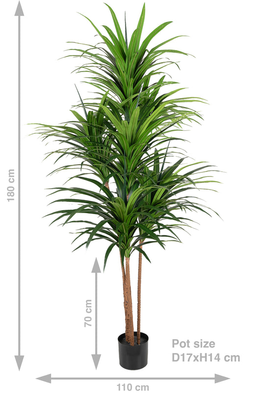 Dracaena artificiala marginata cu 310 frunze verzi H180 cm