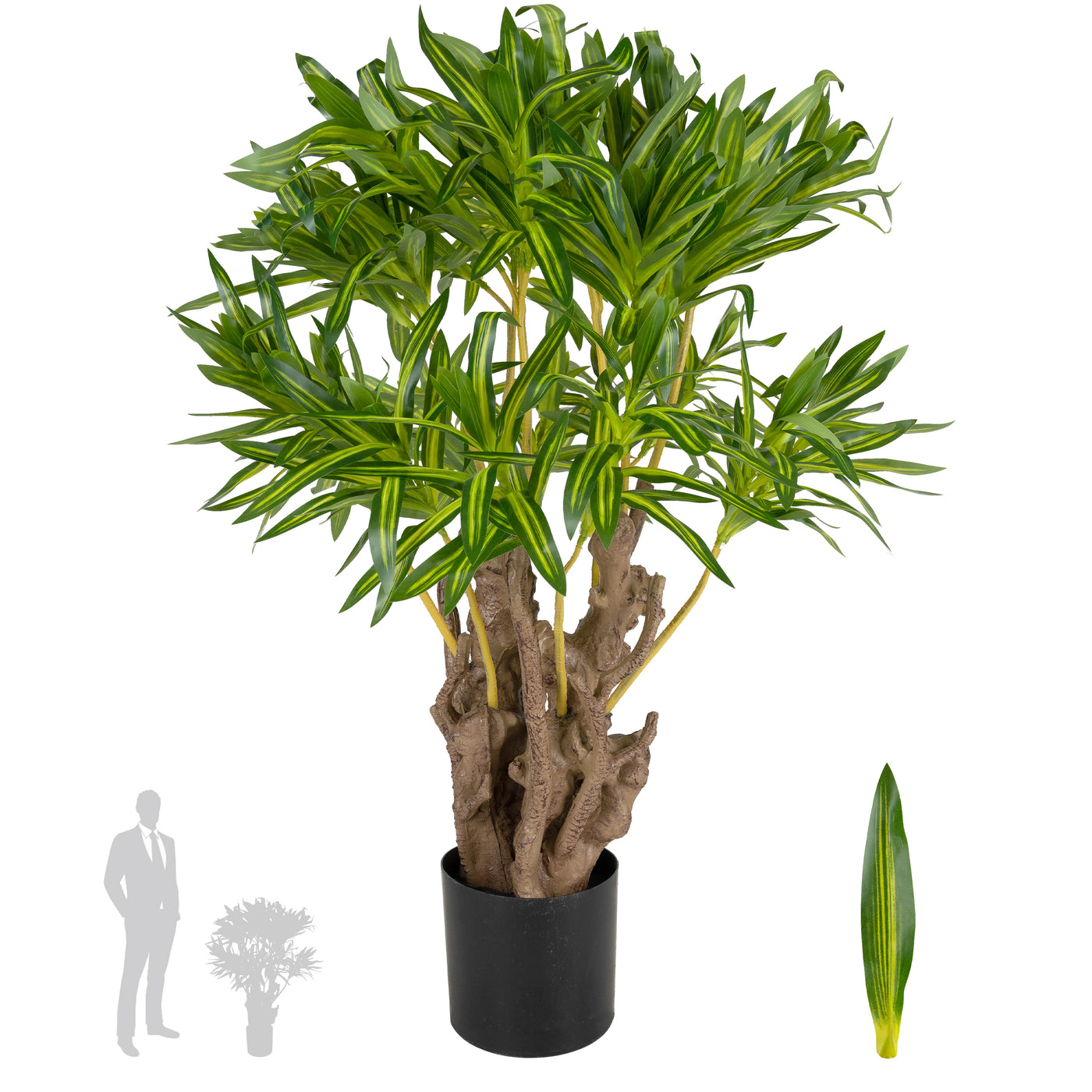 Dracaena artificiala reflexa cu trunchi ramificat si 396 frunze H100 cm