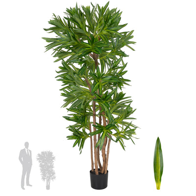 Dracaena artificiala Reflexa variegat cu 570 frunze verde cu galben H150 cm