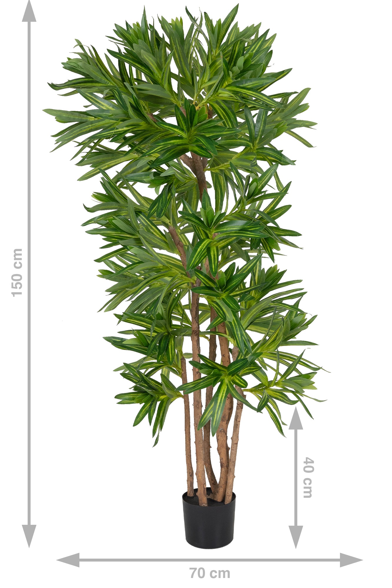 Dracaena artificiala Reflexa variegat cu 570 frunze verde cu galben H150 cm