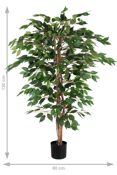 Copac artificial H130cm Ficus benjamina cu 714 frunze verzi