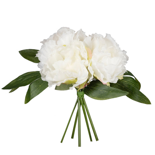 Floare artificiala Buchet de Bujori 25 cm HO alb