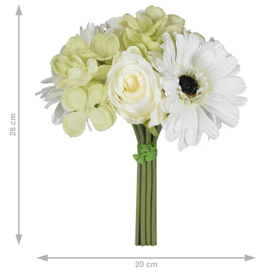 Floare artificiala Buchet mixt Mila 28 cm alb