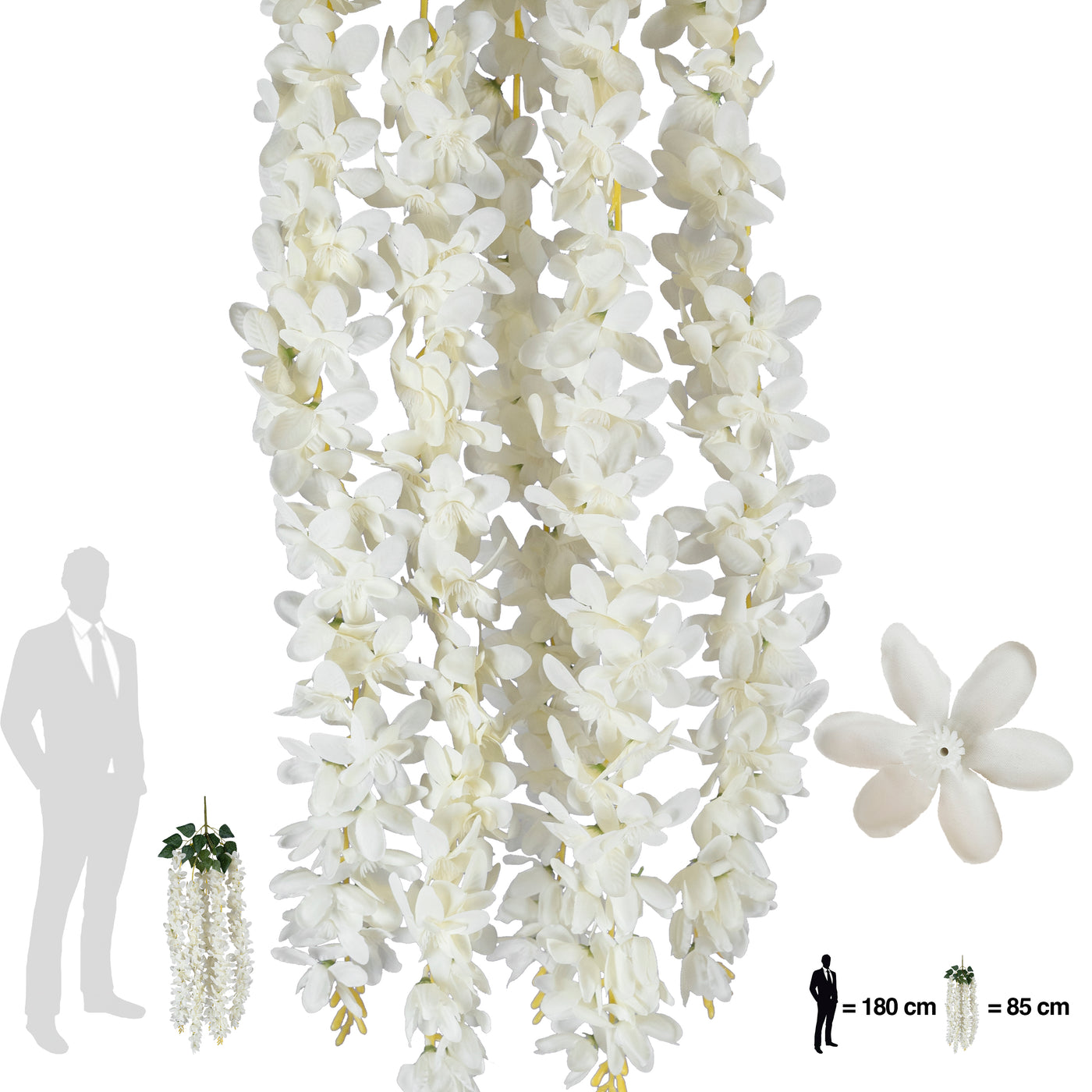 Ghirlanda artificiala de orhidee alba H85 cm