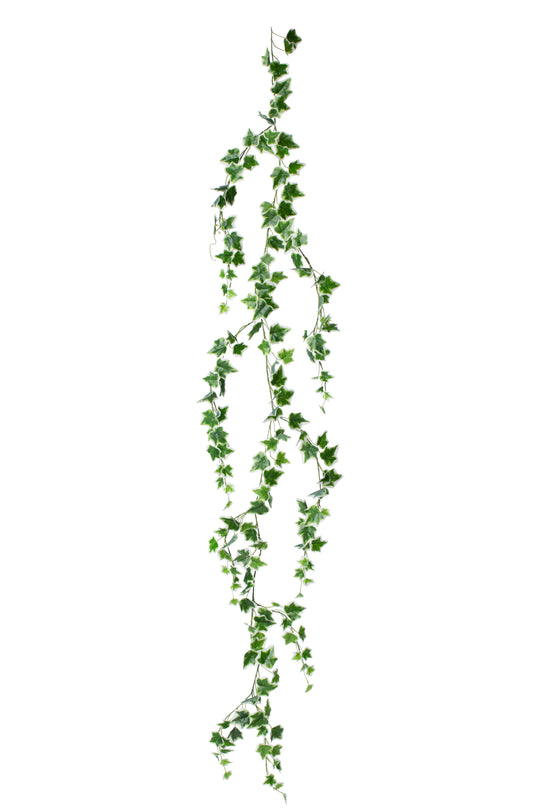 Ghirlanda artificiala iedera H200cm cu frunze verde cu alb pentru exterior cu protectie UV