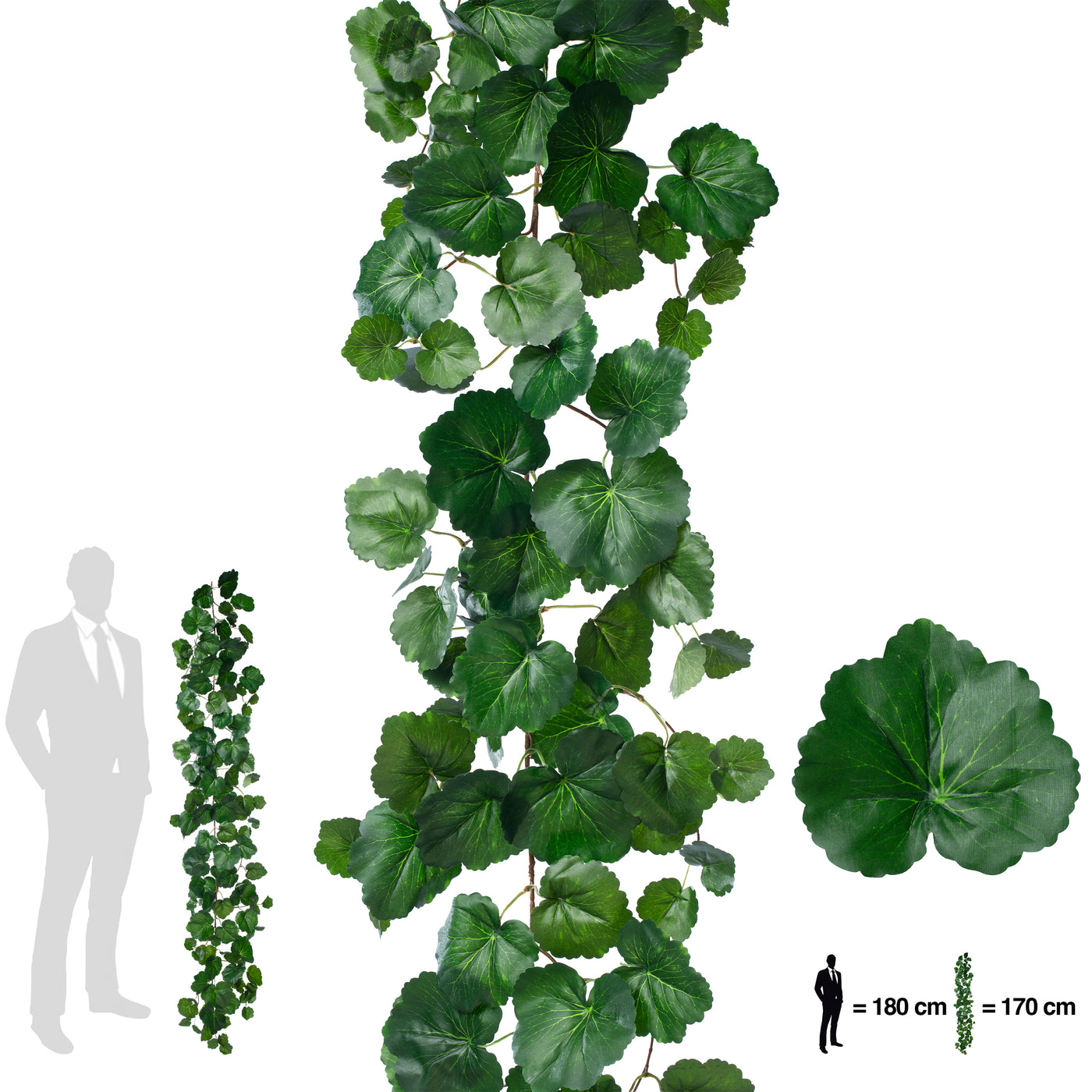 Ghirlanda artificiala muscata 170cm. 128 frunze. verde inchis