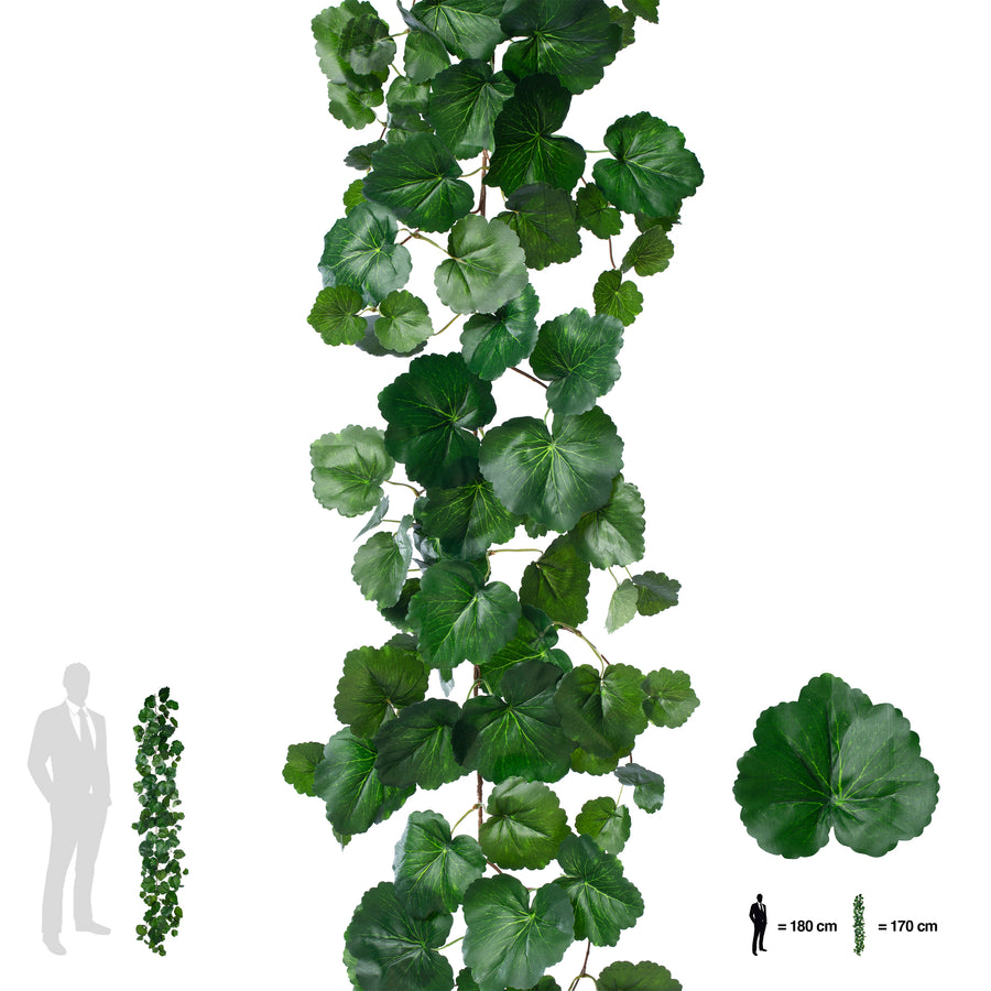 Ghirlanda artificiala muscata 170cm 128 frunze. verde inchis