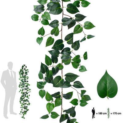 Ghirlanda artificiala pothos 170cm. 138 frunze. verde