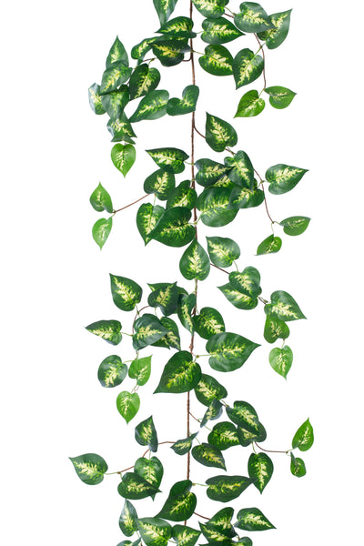 Ghirlanda artificiala pothos 170cm. 138 frunze. verde/galben in mijloc