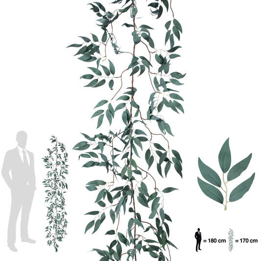 Ghirlanda artificiala salcie 170cm. 425 frunze. verde deschis