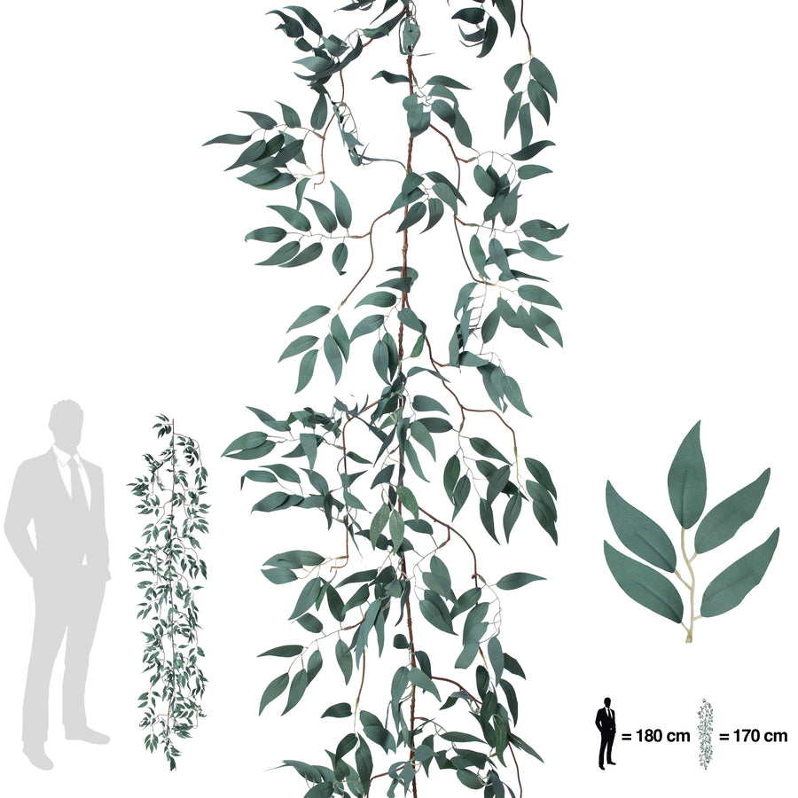 Ghirlanda artificiala salcie 170cm. 425 frunze. verde deschis