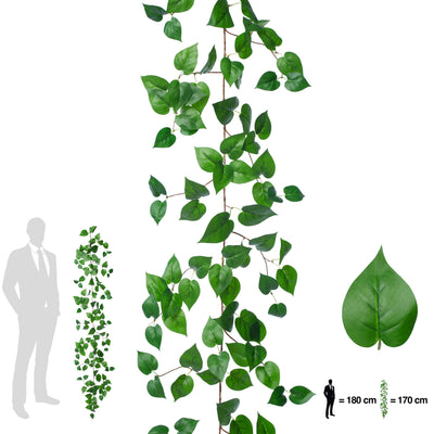 Ghirlanda artificiala scindapsus 170cm. 138 frunze. verde