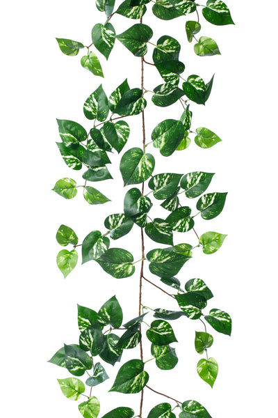 Ghirlanda artificiala scindapsus 170cm. 138 frunze. verde/alb