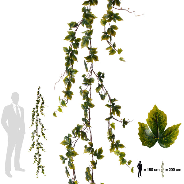 Ghirlanda artificiala vita de vie H200cm cu frunze verde cu galben pentru exterior cu protectie UV