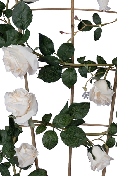 Ghirlanda artificiala din trandafiri cu 8 flori albe si 2 boboci H180 cm
