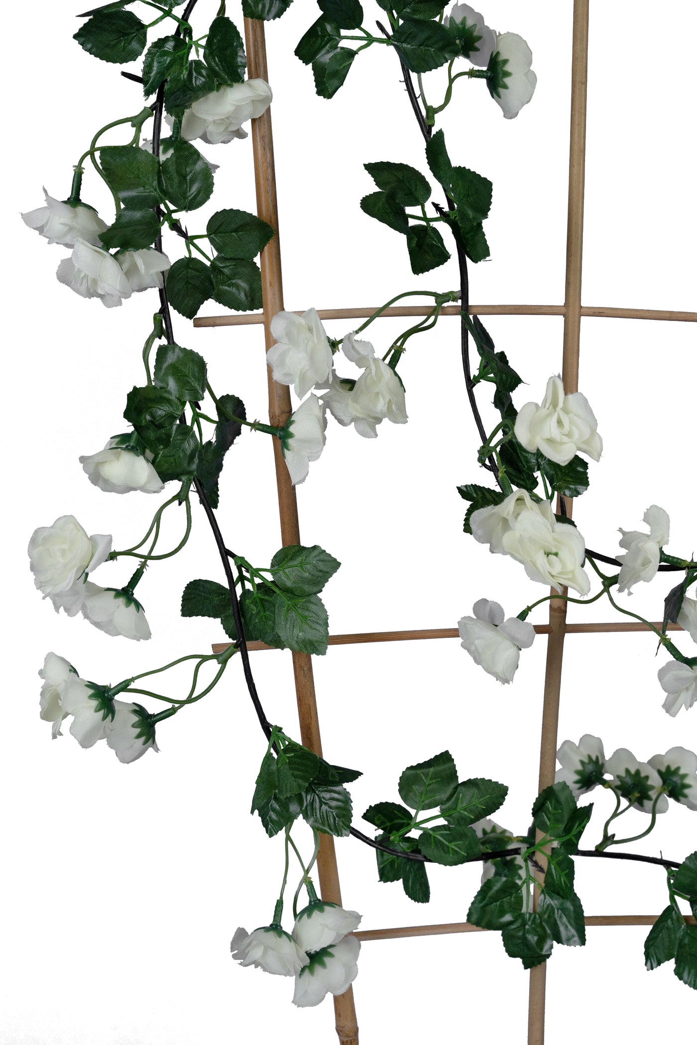 Ghirlanda artificiala din trandafiri cu 69 flori mini albe H180 cm